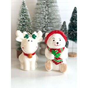 Vintage Christmas Candle set: Reindeer and Polar Bear Decor